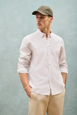 Polo Club Chemises*Chemise he Regular en lin et coton avec logo brodé Blanc