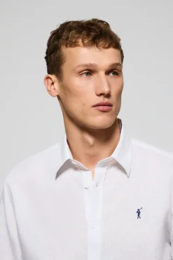 Polo Club Chemises*Chemise he Regular en lin et coton avec broderie Rigby Go Blanc