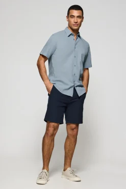 Polo Club Chemises*Chemise à manches courtes en lin et coton avec broderie Rigby Go Bleu Ciel