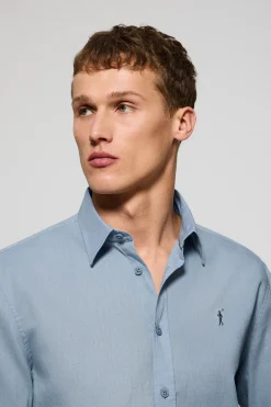 Polo Club Chemises*Chemise bleu clair Regular en lin et coton avec broderie Rigby Go Bleu Ciel
