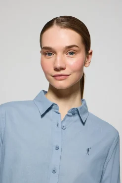 Polo Club Chemises*Chemise bleu clair Regular en lin et coton avec broderie Rigby Go Bleu Ciel