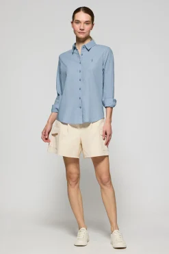 Polo Club Chemises*Chemise bleu clair Regular en lin et coton avec broderie Rigby Go Bleu Ciel