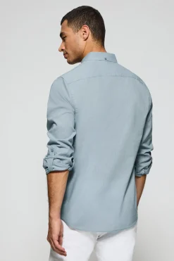 Polo Club Chemises*Chemise bleu clair Regular en lin et coton avec logo brodé Bleu Ciel