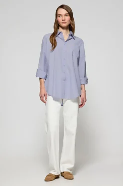 Polo Club Chemises*Chemise bleu clair Samanta en coton rayé avec logo brodé Bleu Ciel