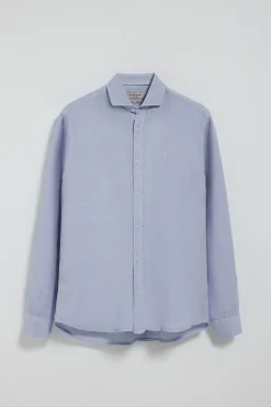 Polo Club Chemises*Chemise bleu en lin garment dye avec une broderie Rigby Go Bleu Ciel