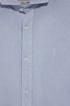 Polo Club Chemises*Chemise bleu en lin garment dye avec une broderie Rigby Go Bleu Ciel