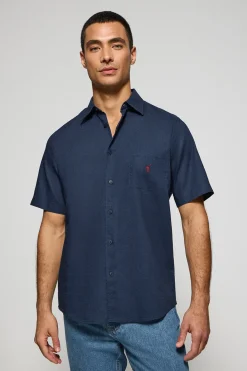 Polo Club Chemises*Chemise à manches courtes en lin et coton avec broderie Rigby Go Bleu Marine