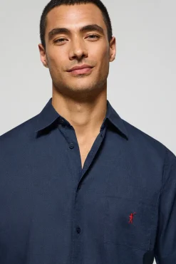 Polo Club Chemises*Chemise à manches courtes en lin et coton avec broderie Rigby Go Bleu Marine