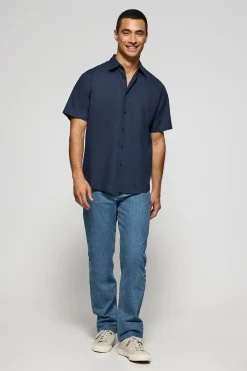 Polo Club Chemises*Chemise à manches courtes en lin et coton avec broderie Rigby Go Bleu Marine
