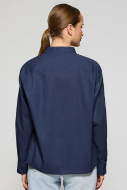 Polo Club Chemises*Chemise en lin et coton avec monogramme brodé Bleu Marine