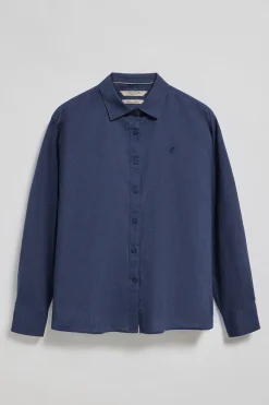 Polo Club Chemises*Chemise en lin et coton avec monogramme brodé Bleu Marine