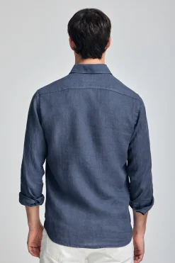 Polo Club Chemises*Chemise en lin garment dye avec une broderie Rigby Go Bleu Marine