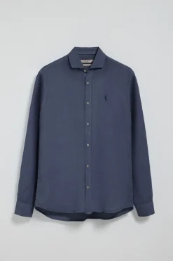 Polo Club Chemises*Chemise en lin garment dye avec une broderie Rigby Go Bleu Marine