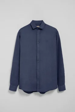 Polo Club Chemises*Chemise en lin garment dye avec monogramme brodé Bleu Marine
