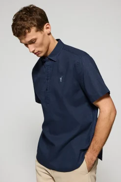 Polo Club Chemises|Polos*Chemise polo en lin et coton avec broderie Rigby Go Bleu Marine