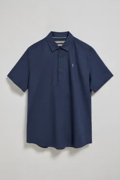 Polo Club Chemises|Polos*Chemise polo en lin et coton avec broderie Rigby Go Bleu Marine
