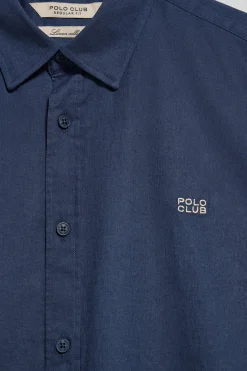 Polo Club Chemises*Chemise Regular en lin et coton avec logo brodé Bleu Marine