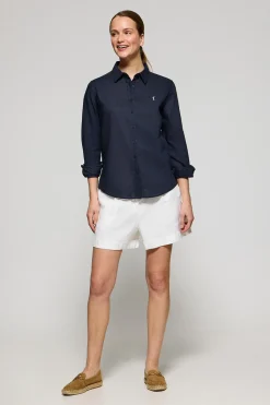 Polo Club Chemises*Chemise Regular en lin et coton avec broderie Rigby Go Bleu Marine