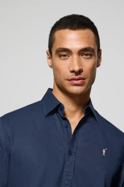 Polo Club Chemises*Chemise Regular en lin et coton avec broderie Rigby Go Bleu Marine