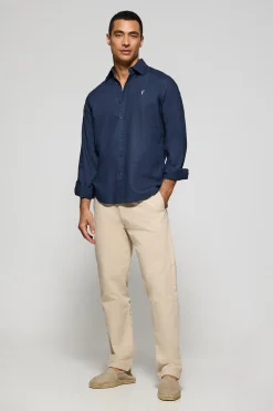 Polo Club Chemises*Chemise Regular en lin et coton avec broderie Rigby Go Bleu Marine