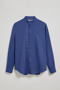 Polo Club Chemises*Chemise à col Mao en lin et coton avec broderie Rigby Go Bleu Royal