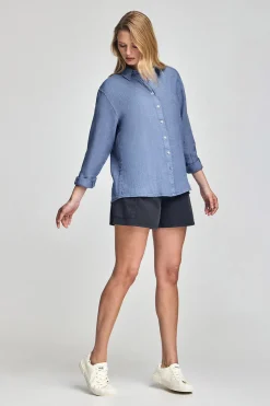 Polo Club Chemises*Chemise en lin garnment dye avec monogramme brodé Bleu Royal