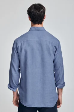 Polo Club Chemises*Chemise en lin garment dye avec monogramme brodé Bleu Royal