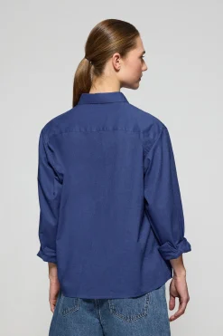 Polo Club Chemises*Chemise loose fit en lin et coton avec monogramme brodé Bleu Royal