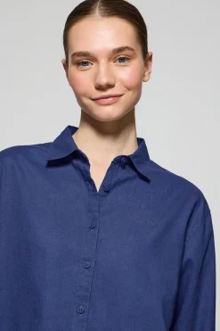 Polo Club Chemises*Chemise loose fit en lin et coton avec monogramme brodé Bleu Royal