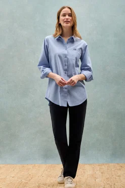 Polo Club Chemises*Chemise e Samanta en coton rayé avec logo brodé Bleu