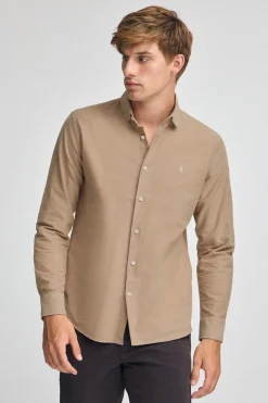 Polo Club Chemises*Chemise à coupe slim et col italien avec logo Rigby Go Camel
