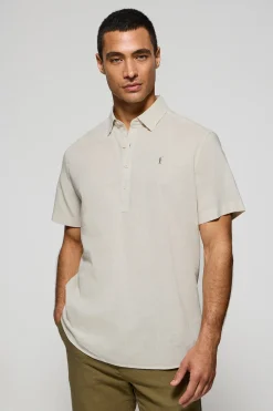 Polo Club Chemises|Polos*Chemise Regular de type polo en lin et coton avec broderie Rigby Go Crème
