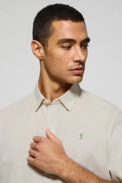 Polo Club Chemises|Polos*Chemise Regular de type polo en lin et coton avec broderie Rigby Go Crème