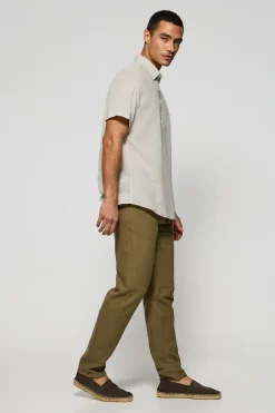 Polo Club Chemises|Polos*Chemise Regular de type polo en lin et coton avec broderie Rigby Go Crème