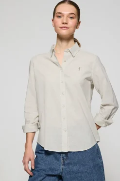 Polo Club Chemises*Chemise Regular en lin et coton avec broderie Rigby Go Crème