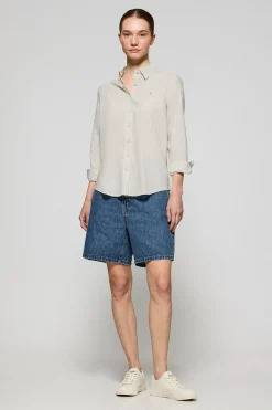 Polo Club Chemises*Chemise Regular en lin et coton avec broderie Rigby Go Crème