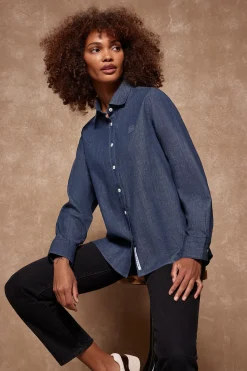 Polo Club Chemises*Chemise denim loose fit à logo brodé Denim Foncé