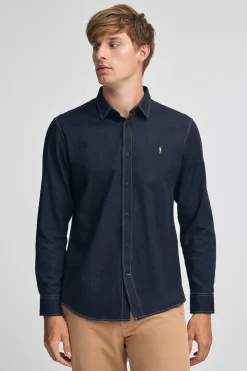 Polo Club Chemises*Chemise en jean à coupe slim avec logo Bleu Indigo