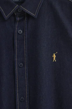 Polo Club Chemises*Chemise en jean à coupe slim avec logo Bleu Indigo