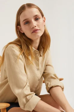 Polo Club Chemises*Chemise en lin avec un détail brodé Beige