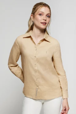 Polo Club Chemises*Chemise en lin avec un détail brodé Rigby Go Beige