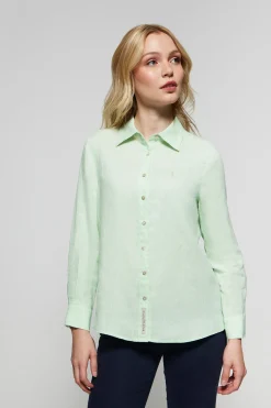 Polo Club Chemises*Chemise en lin vert pastel avec un détail brodé Rigby Go Vert Clair