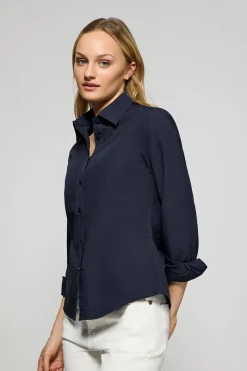 Polo Club Chemises*Chemise en popeline Garment dye à logo brodé Bleu Marine