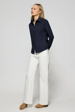 Polo Club Chemises*Chemise en popeline Garment dye à logo brodé Bleu Marine