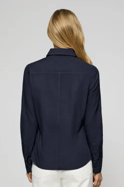 Polo Club Chemises*Chemise en popeline Garment dye à logo brodé Bleu Marine