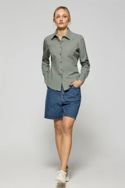 Polo Club Chemises*Chemise en popeline garment dye à logo brodé Vert Foncé