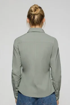 Polo Club Chemises*Chemise en popeline garment dye à logo brodé Vert Foncé