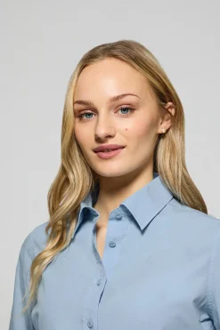 Polo Club Chemises*Chemise en popeline Garment dye bleu clair à logo brodé Bleu Ciel