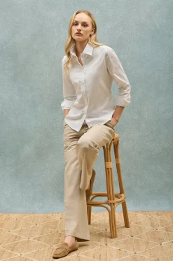 Polo Club Chemises*Chemise en popeline garment dye he à logo brodé Blanc