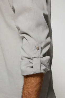 Polo Club Chemises*Chemise e Regular en lin et coton avec logo brodé Gris